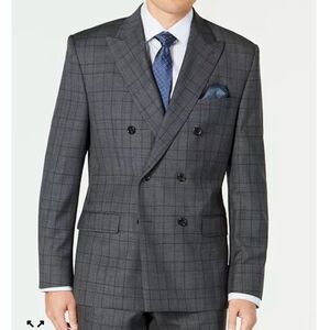 Lauren Ralph Lauren Classic Fit UltraFlex Wool Blend Gray/Purple Suit Jacket 46L